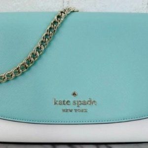 Kate Spade Carson Mint Tiffany Blue & White Convertible Crossbody Purse
